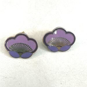 Laurel Burch Purple Mauve Plum Blossom Cloisonne earrings